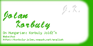jolan korbuly business card
